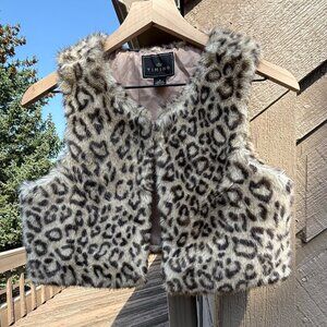 Vintage Timing Cropped Leopard Faux Fur Vest